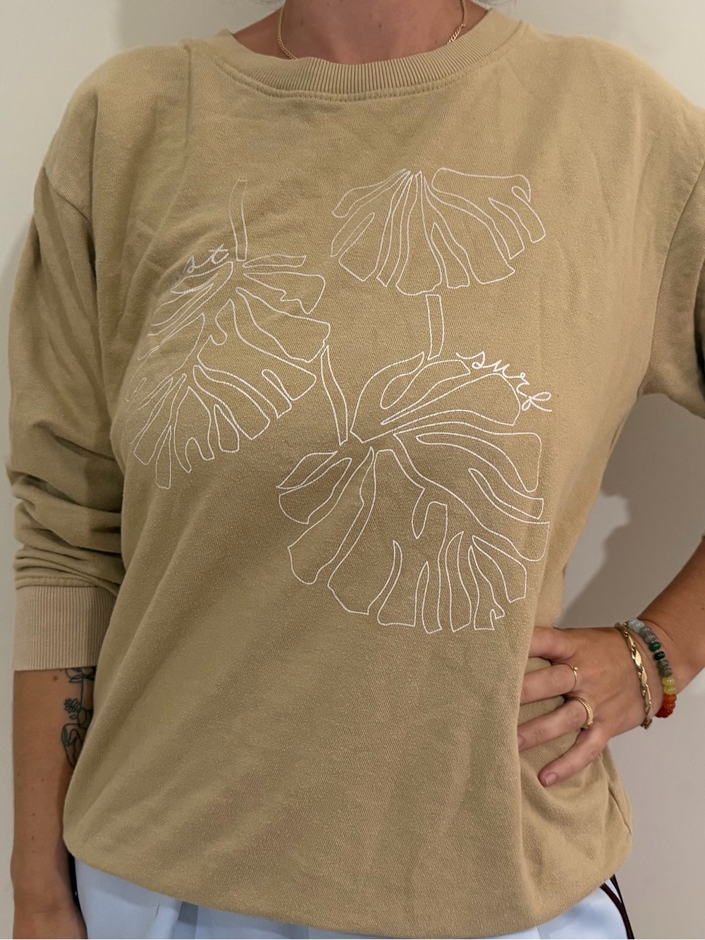 Women's Tan Crew Neck Sweater